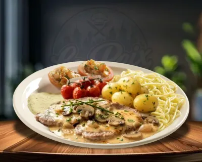 Assiettes Escalope de veau à la crème